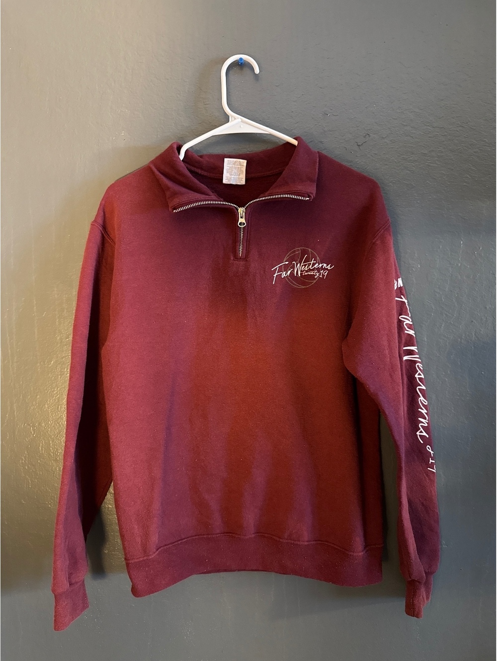 Jerzees NuBlend Far Westerns Twenty 19 Maroon Quarter Zip Sweatshirt